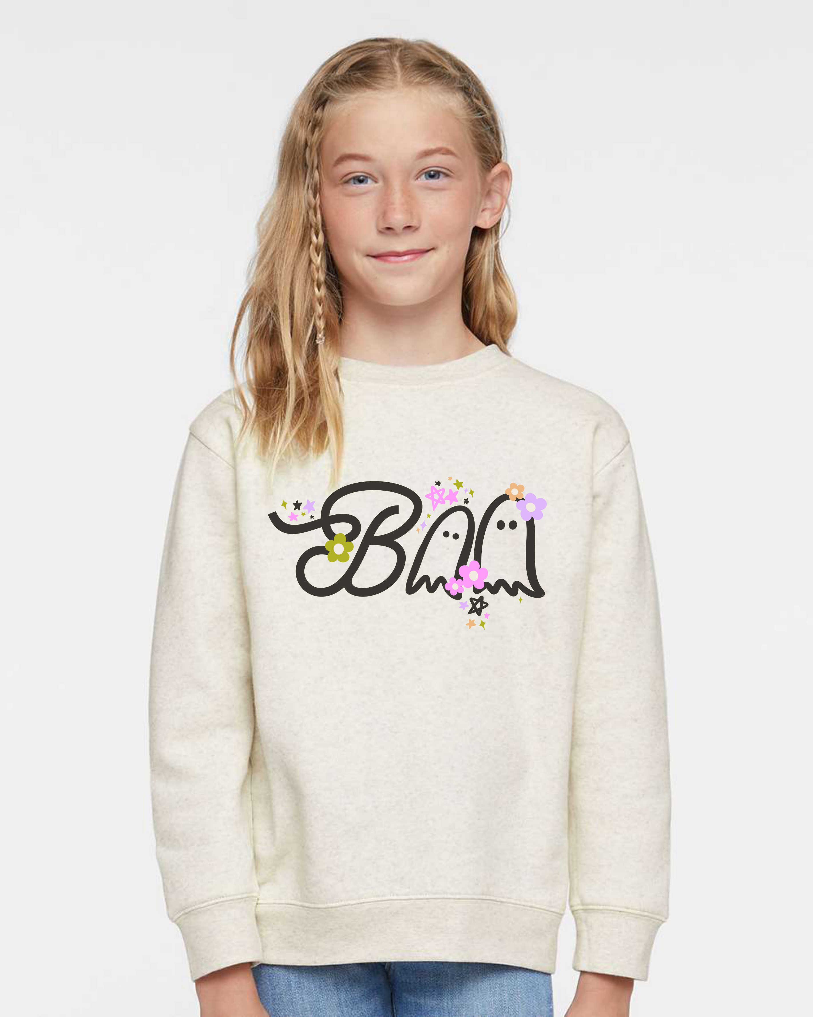 Boo Flower Youth Crewneck Sweatshirt