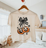 Bow Pumpkins Mid-Length Conservative Crop Boxy T-Shirt