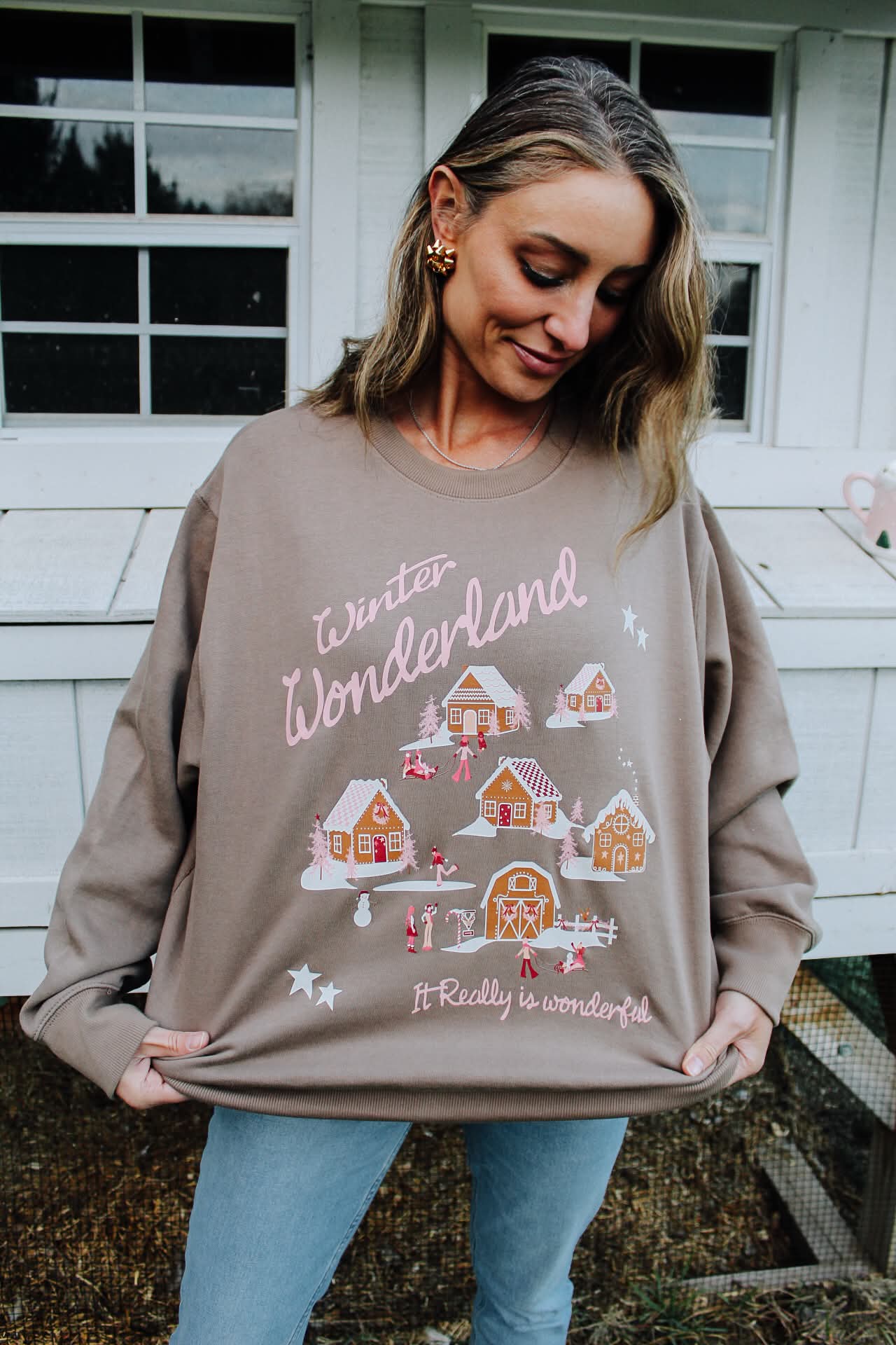 Winter Wonderland Ladies Boxy Crewneck Sweatshirt