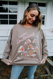 Winter Wonderland Ladies Boxy Crewneck Sweatshirt