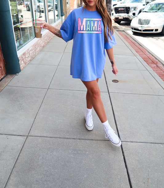 Multi-Colored Checkered Mama T-Shirt