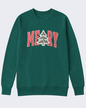 Checkered Merry Ladies Crewneck Sweatshirt
