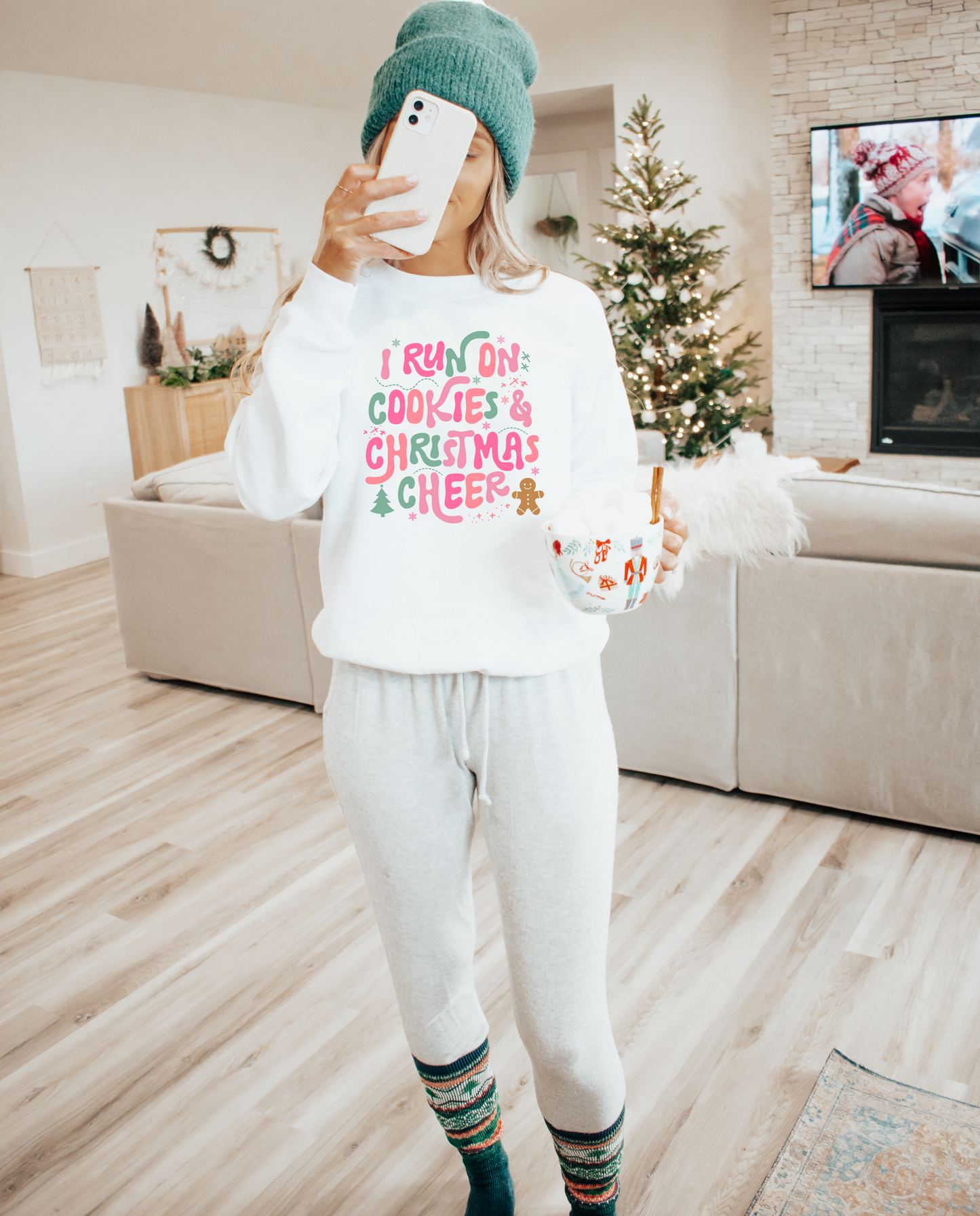 I Run On Cookies & Christmas Cheer Crewneck Sweatshirt