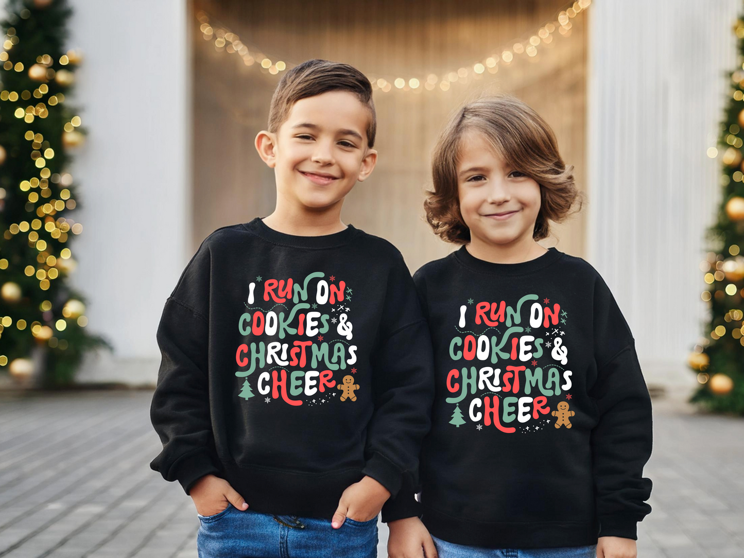 I Run On Cookies & Christmas Cheer Toddler/Youth Crewneck Sweatshirt