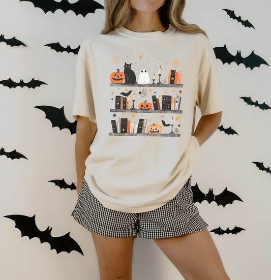 Cozy Halloween Bookshelf T-Shirt