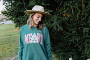 Checkered Merry Ladies Crewneck Sweatshirt