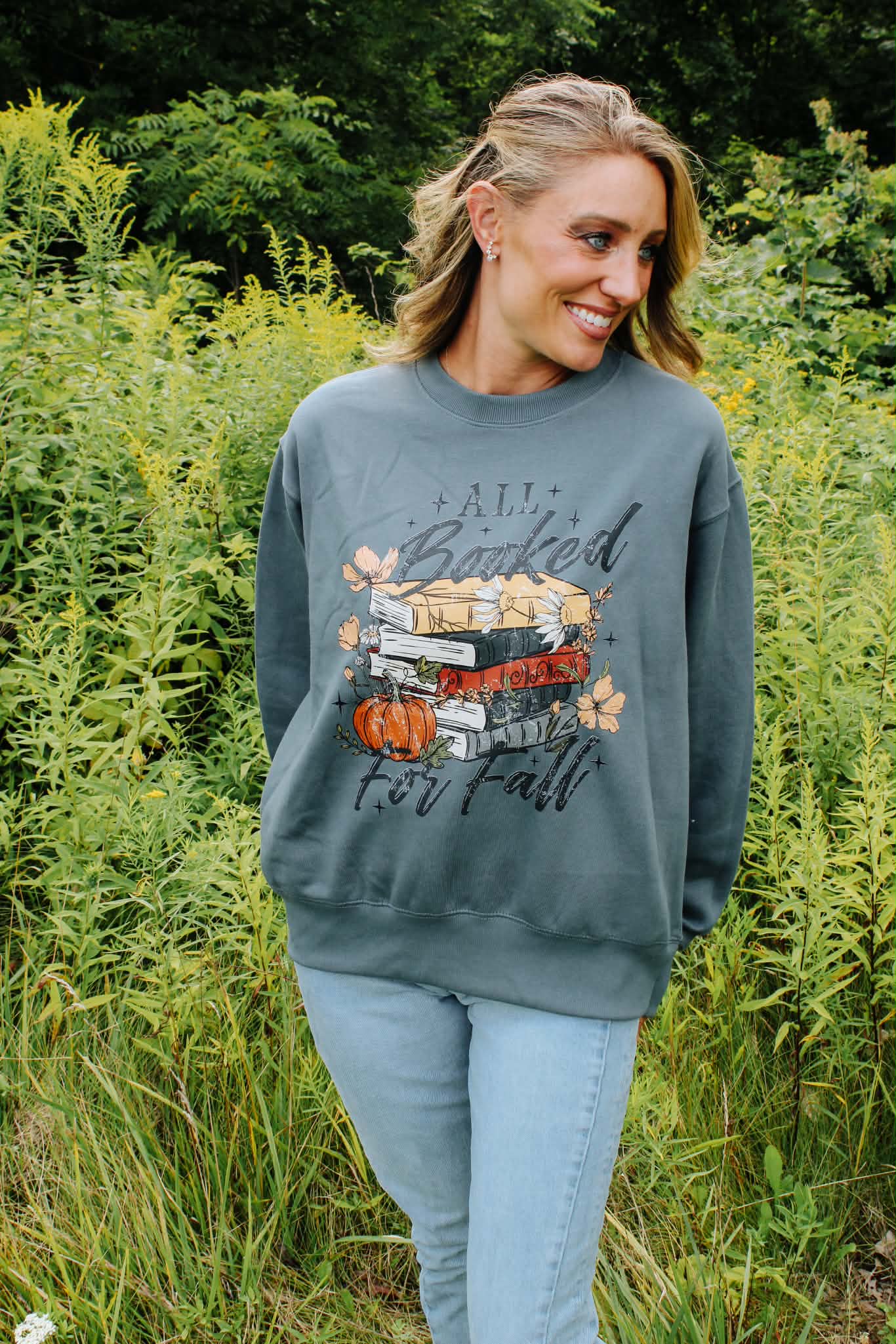 All Booked For Fall Ladies Boxy Crewneck Sweatshirt