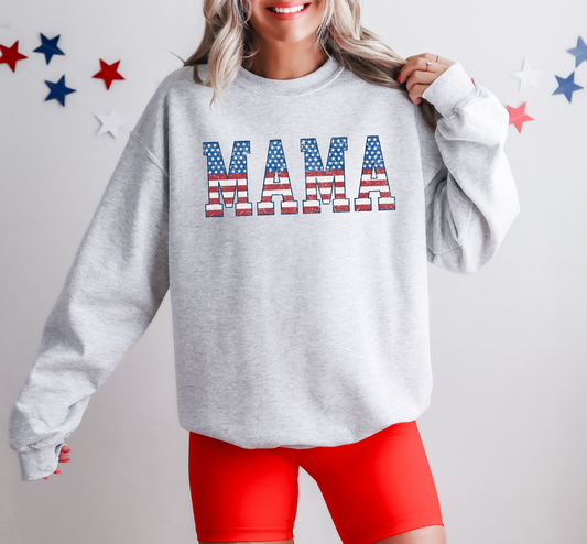 Distressed Mama Stars & Stripes Crewneck Sweatshirt