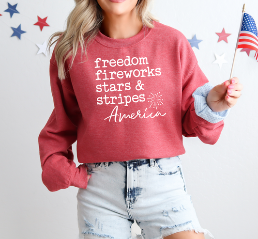 Freedom Fireworks Stars & Stripes America Crewneck Sweatshirt