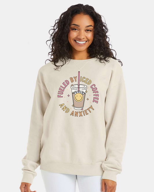 Fueled By Iced Coffee & Anxiety Crewneck Sweatshirt