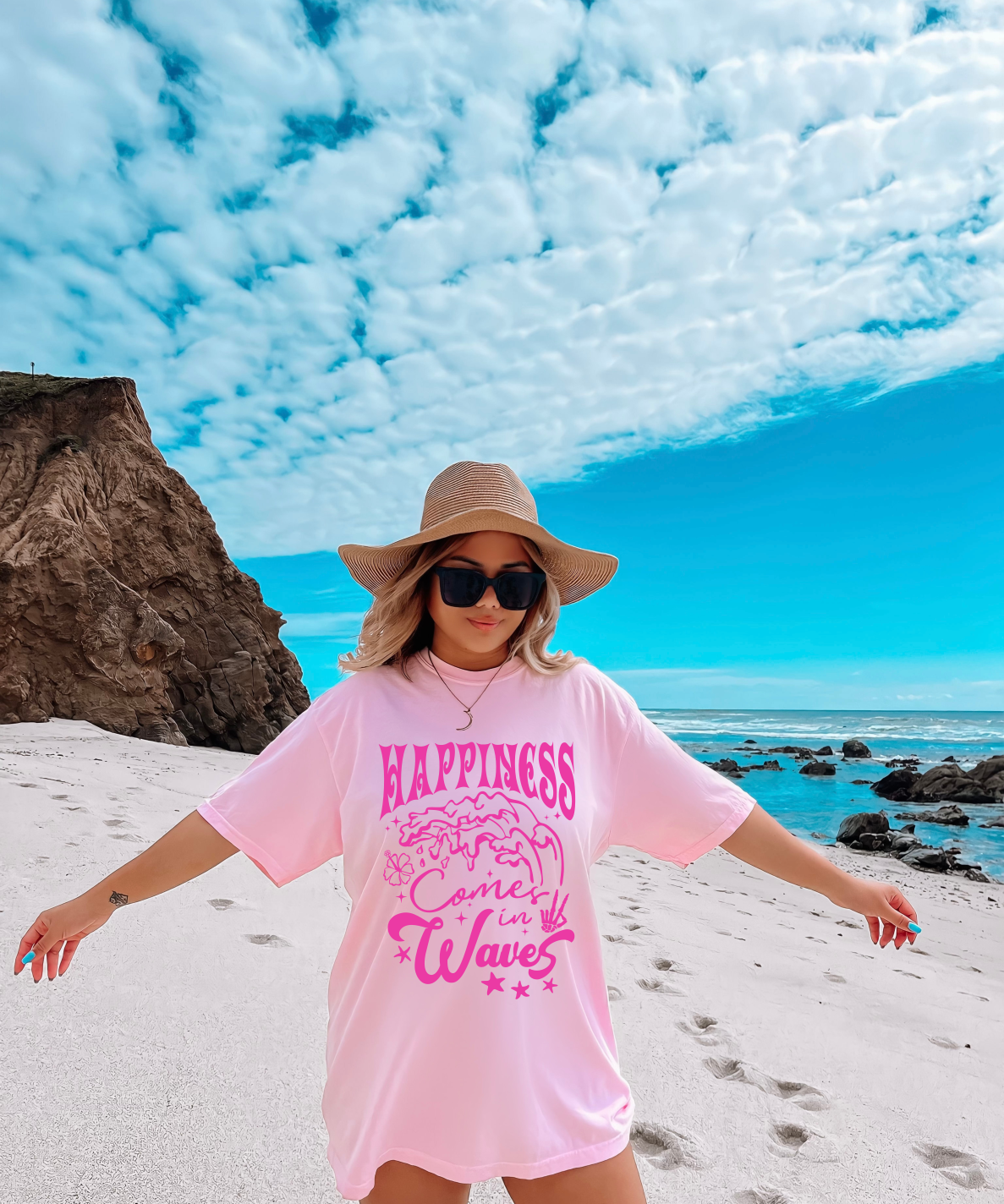 Happiness Comes In Waves T-Shirt