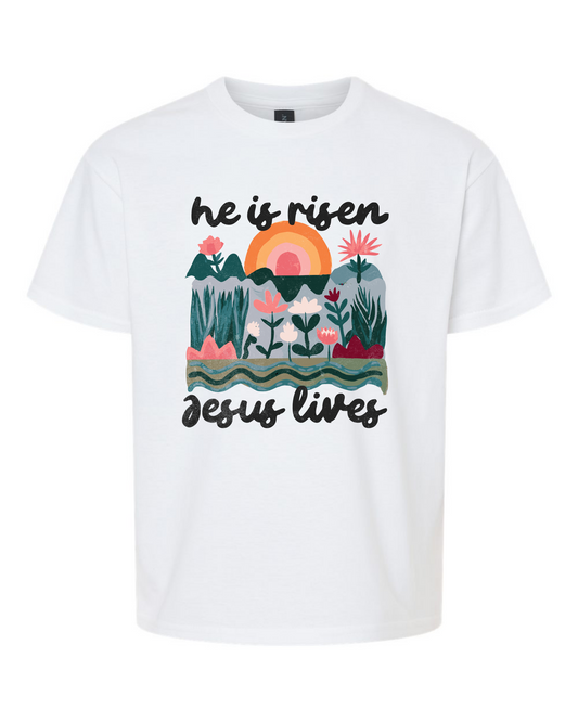 He Is Risen Jesus Lives Youth T-Shirt