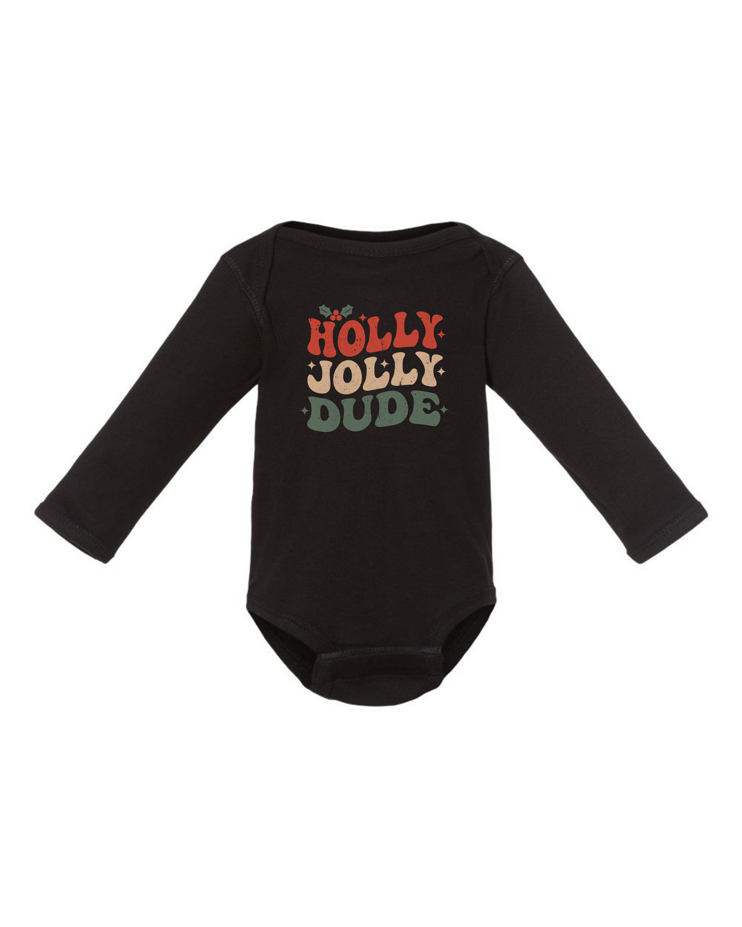 Holly Jolly Dude Distressed Long Sleeve Onesie