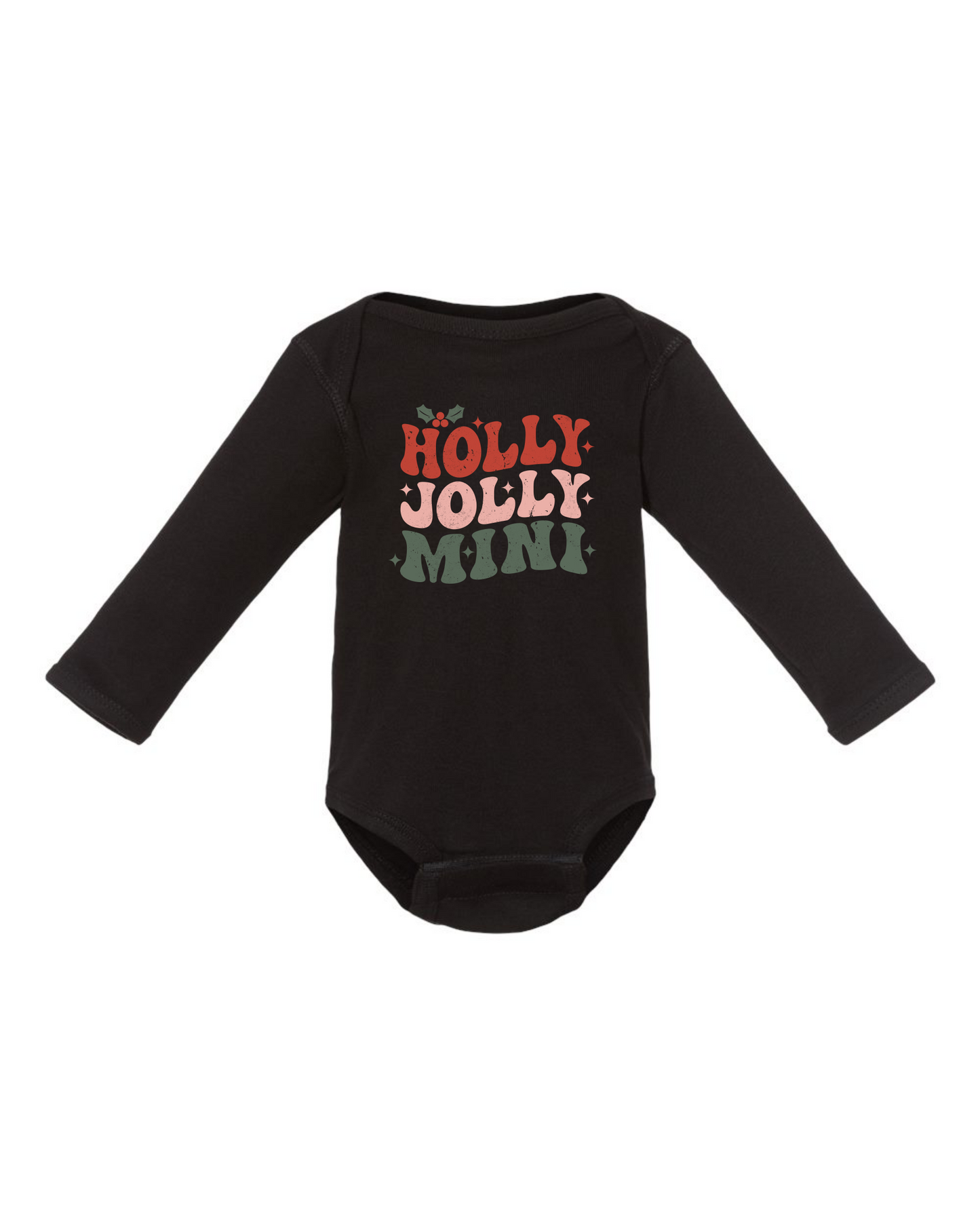 Holly Jolly Mini Distressed Long Sleeve Onesie