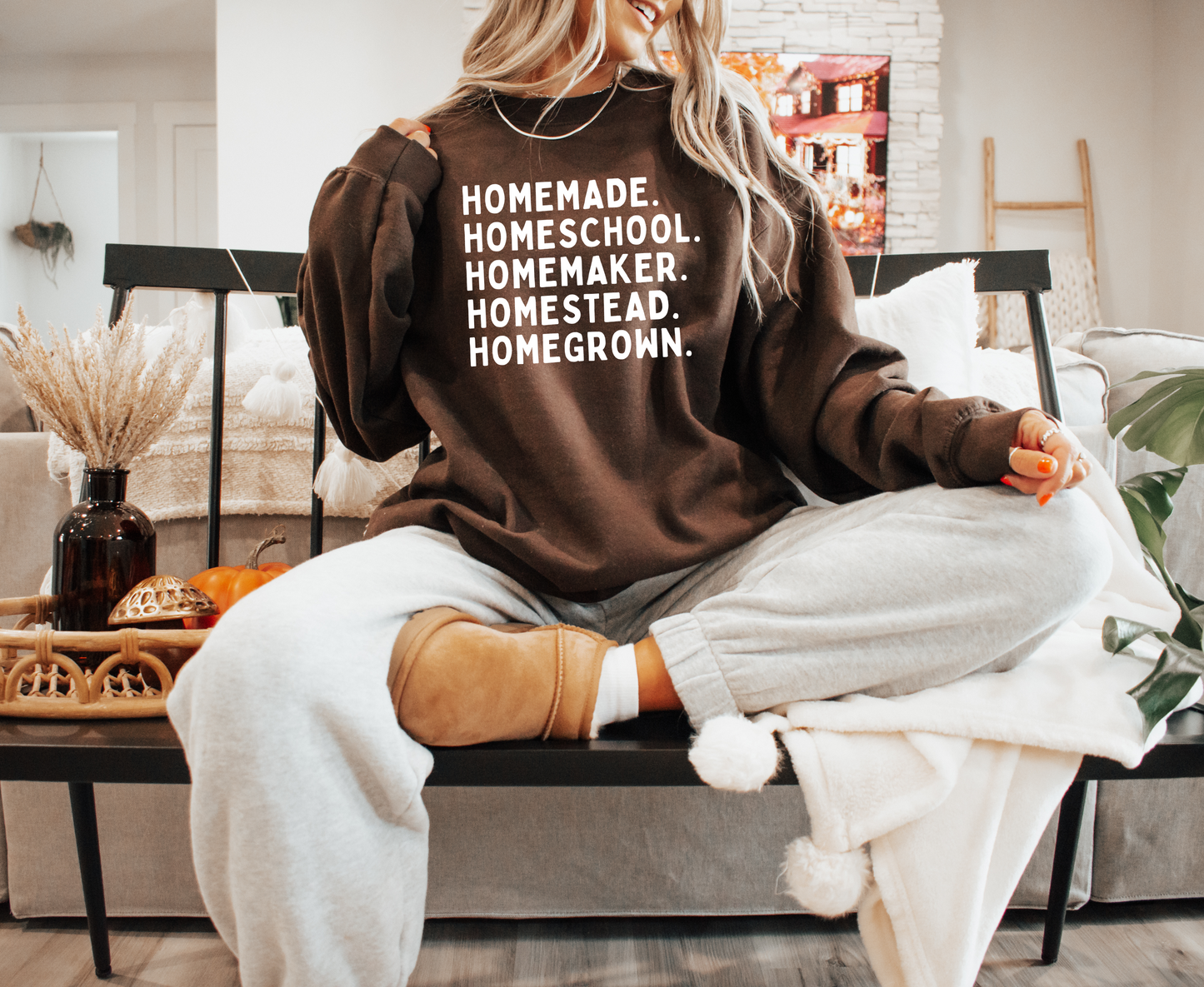 Homemade, Homeschool, Homemaker, Homestead, Homegrown Crewneck Sweatshirt