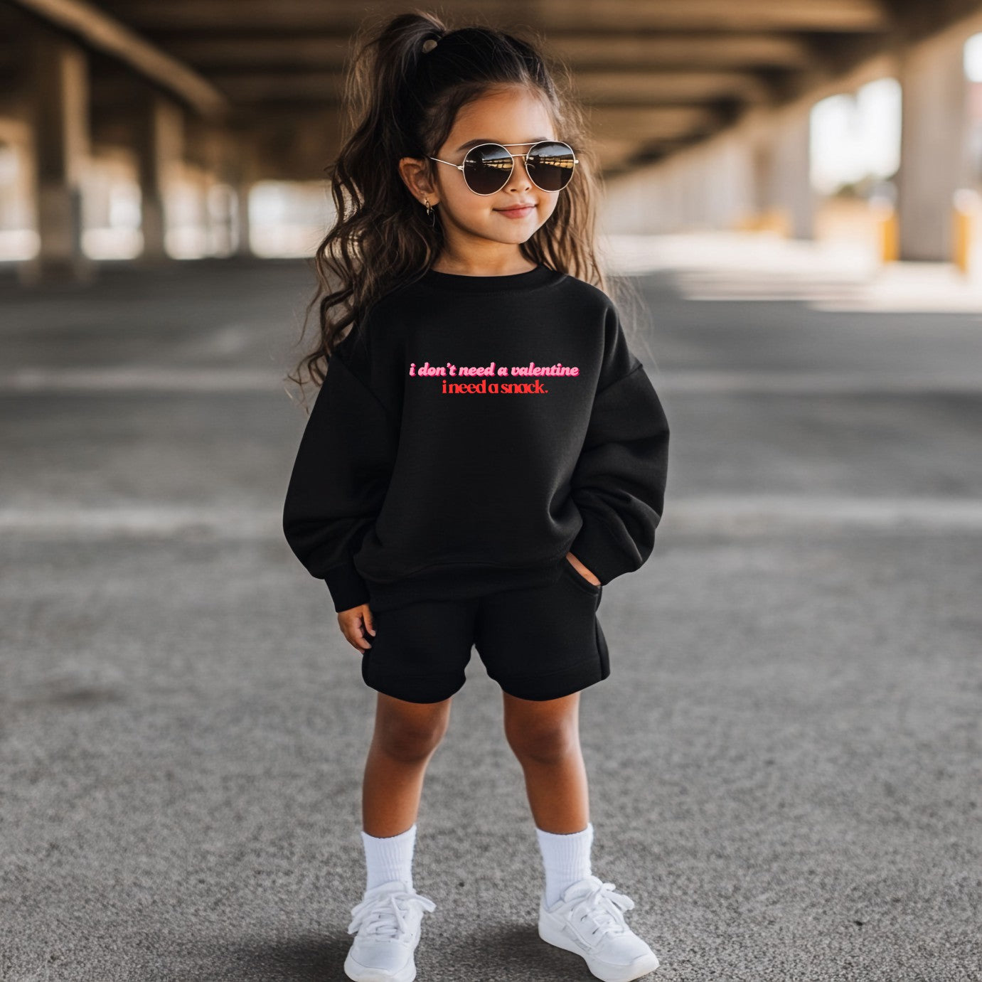 I Don't Need A Valentine, I Need A Snack (cursive) Toddler Crewneck Sweatshirt