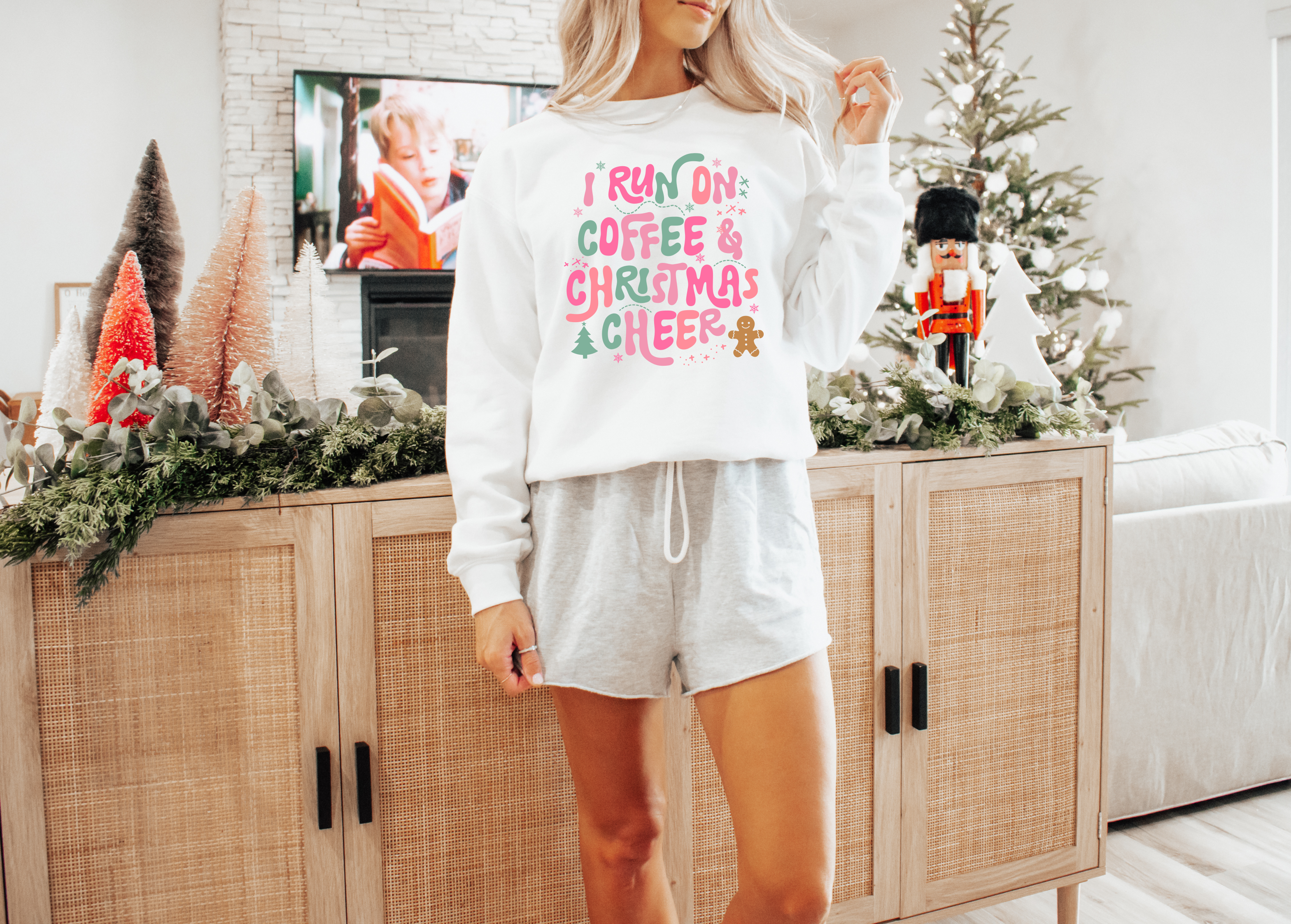I Run On Coffee & Christmas Cheer Crewneck Sweatshirt
