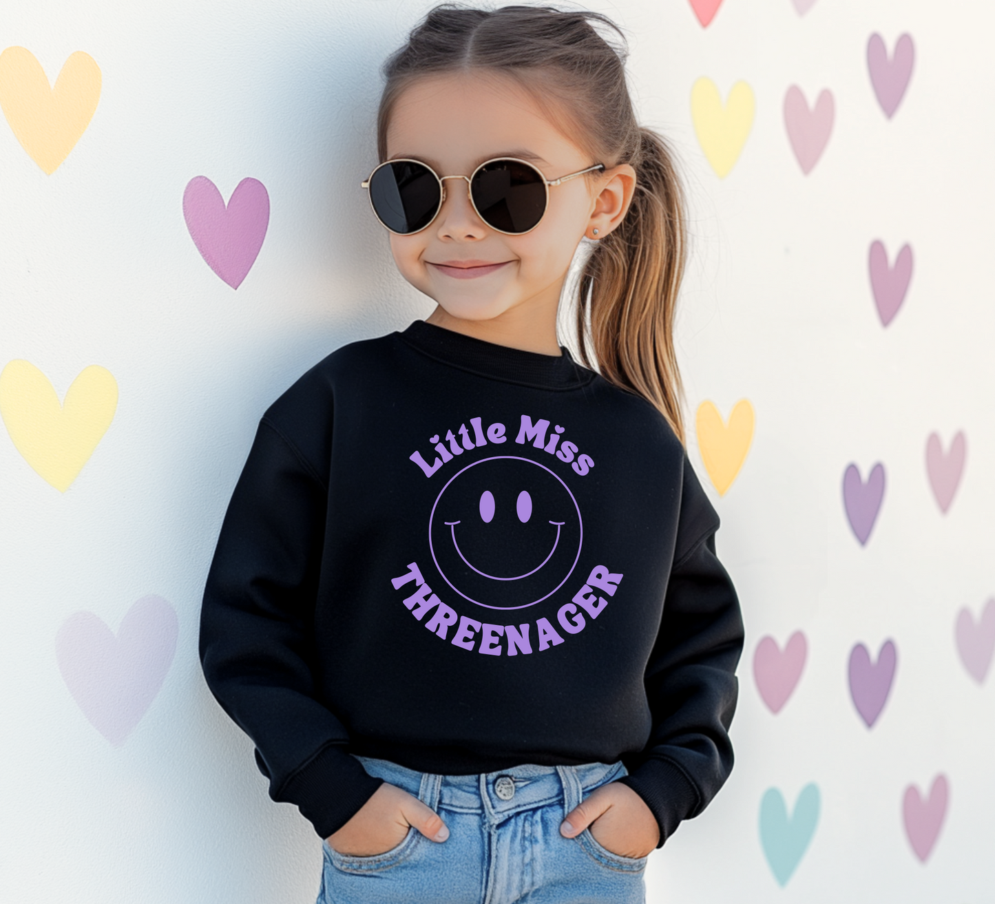 Little Miss Threenager Toddler Crewneck Sweatshirt