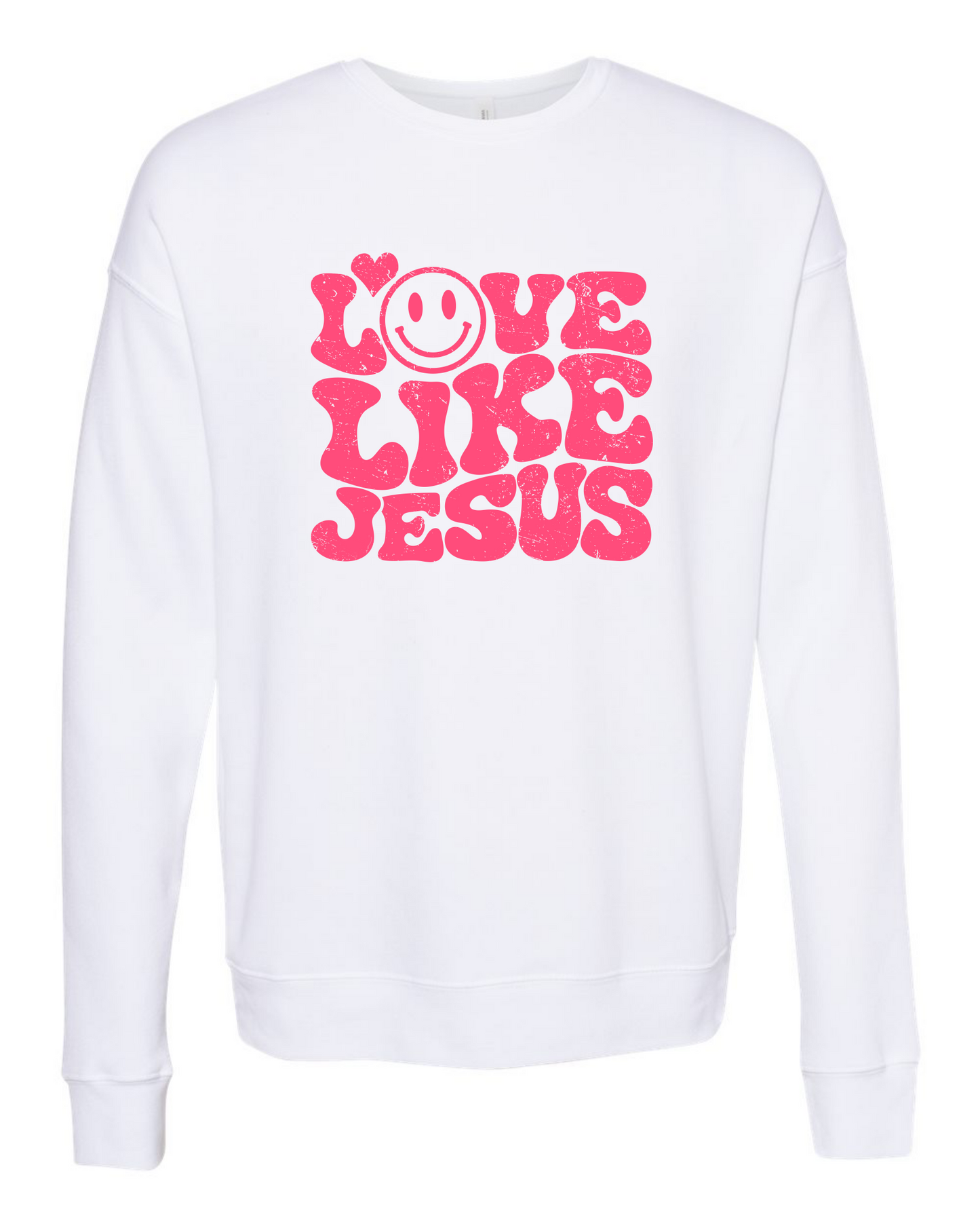 Distressed Love Like Jesus (Smiley Face) Crewneck Sweatshirt