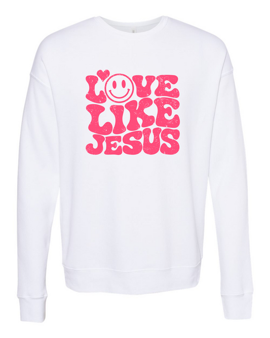 Distressed Love Like Jesus (Smiley Face) Crewneck Sweatshirt