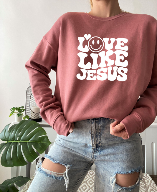Love Like Jesus Smiley Crewneck Sweatshirt