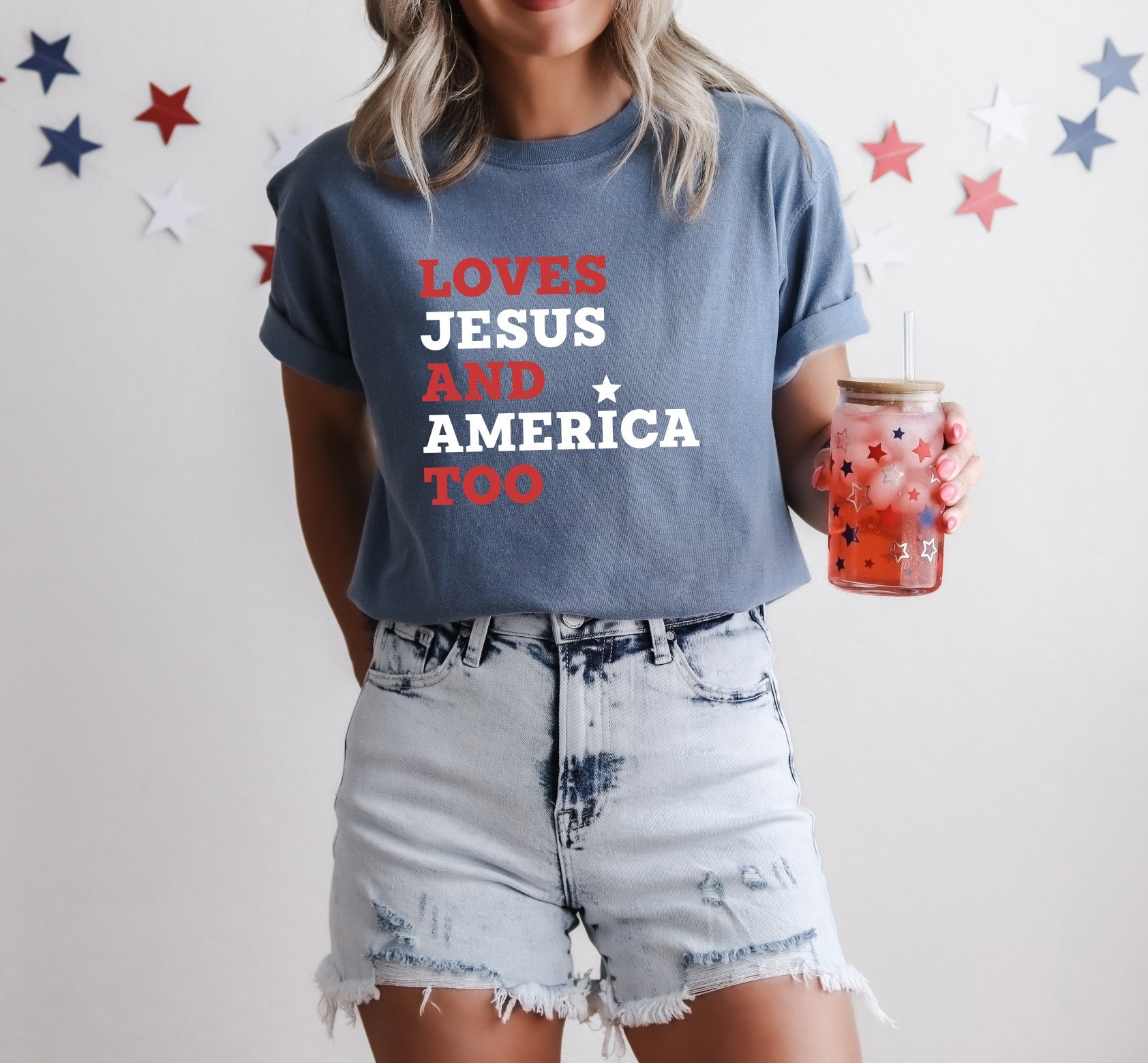 Loves Jesus And America Too T-Shirt