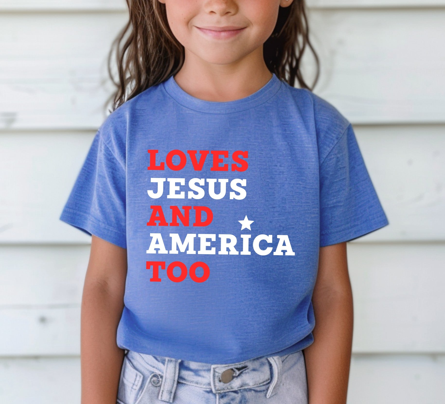 Loves Jesus And America Too Toddler T-Shirt