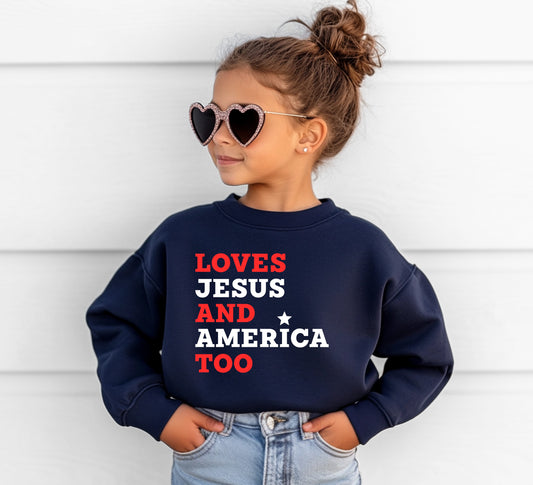 Loves Jesus And America Too Toddler Crewneck Sweatshirt