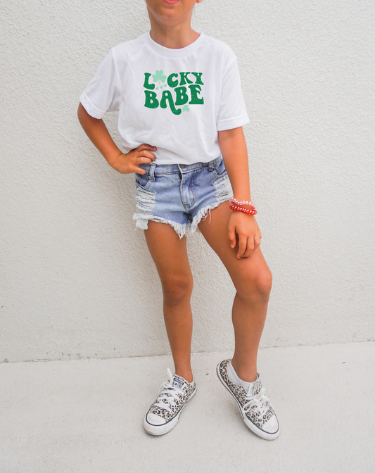 Lucky Babe Distressed Youth T-Shirt