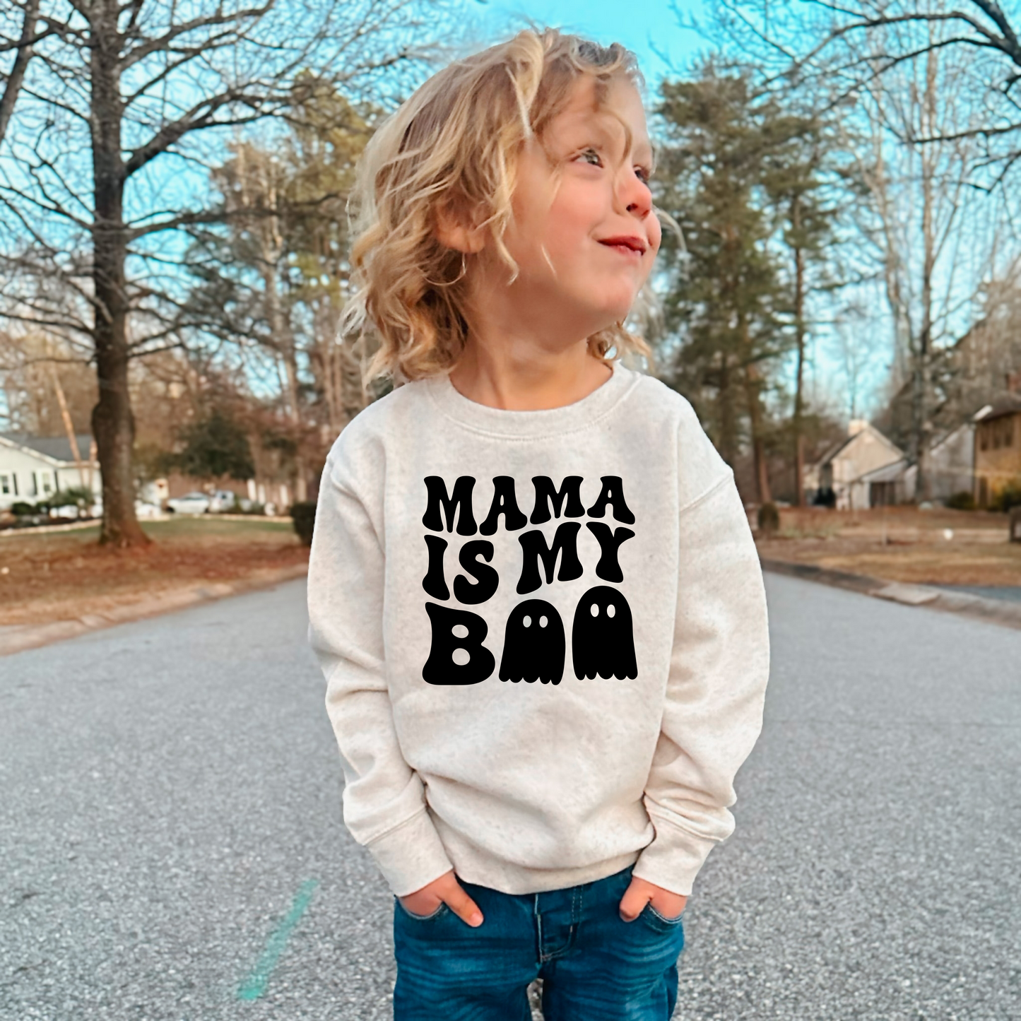 Mama Is My Boo Toddler Crewneck Sweatshirt