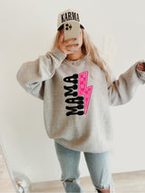MAMA Pink Lightning Crewneck Sweatshirt