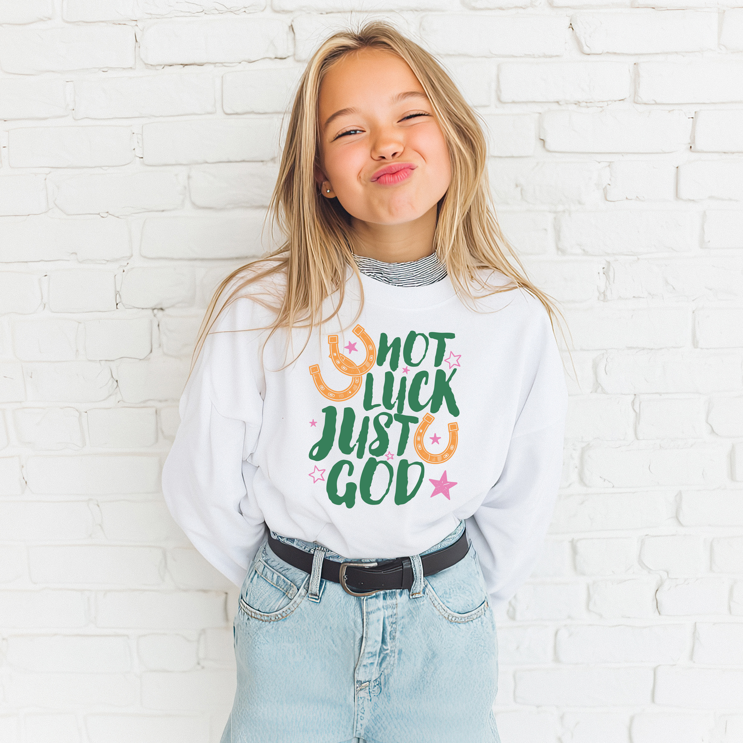 Not Luck Just God Youth Crewneck Sweatshirt