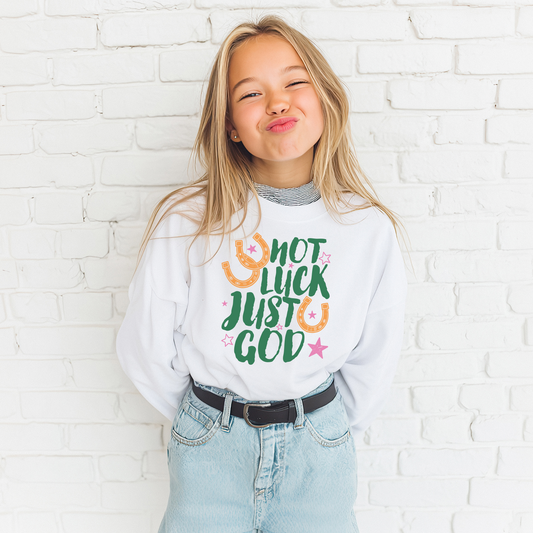 Not Luck Just God Youth Crewneck Sweatshirt