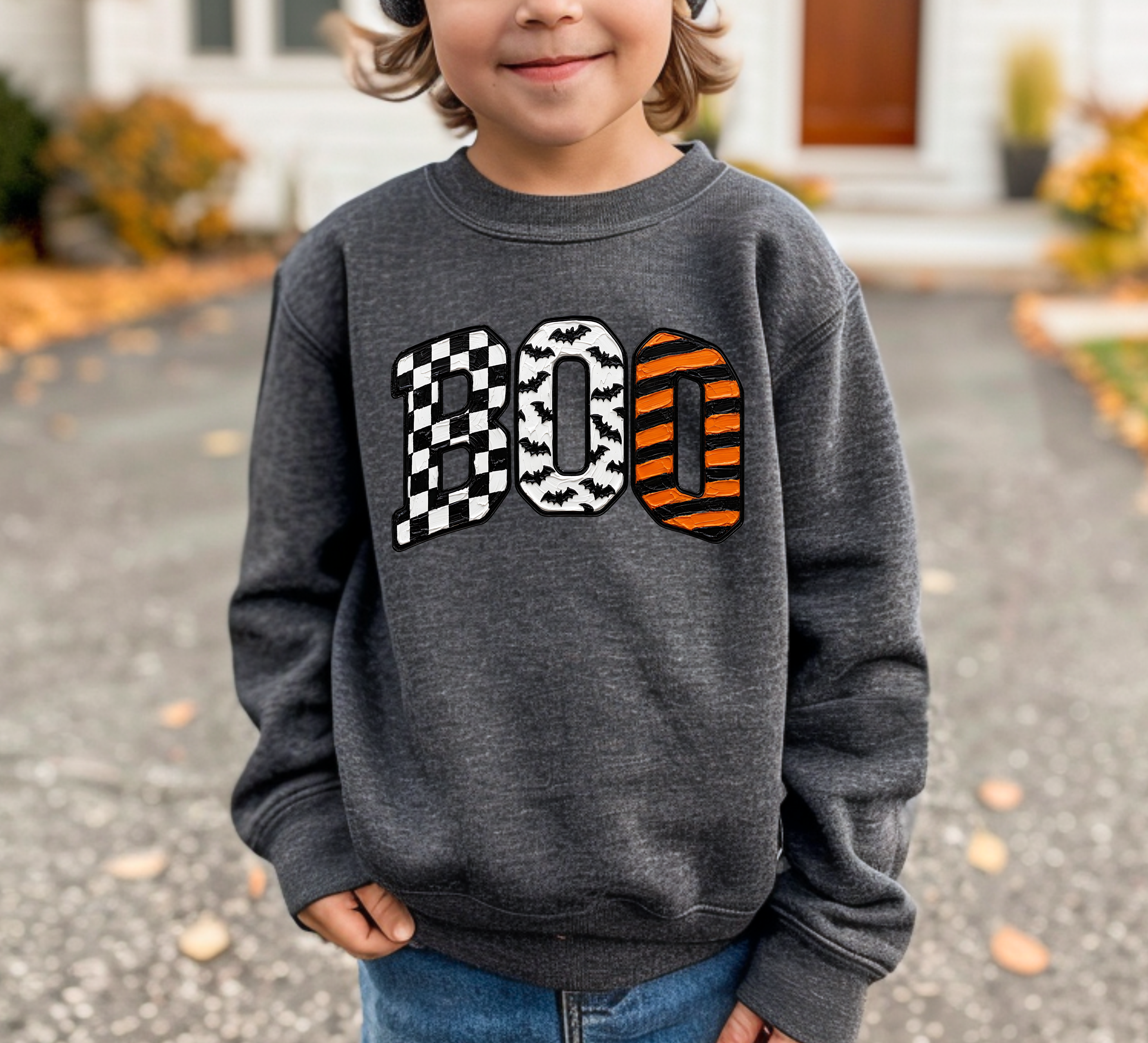Painted Boo Toddler/Youth Crewneck Sweatshirt