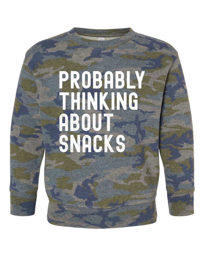 Probably Thinking About Snacks Toddler Crewneck Sweatshirt