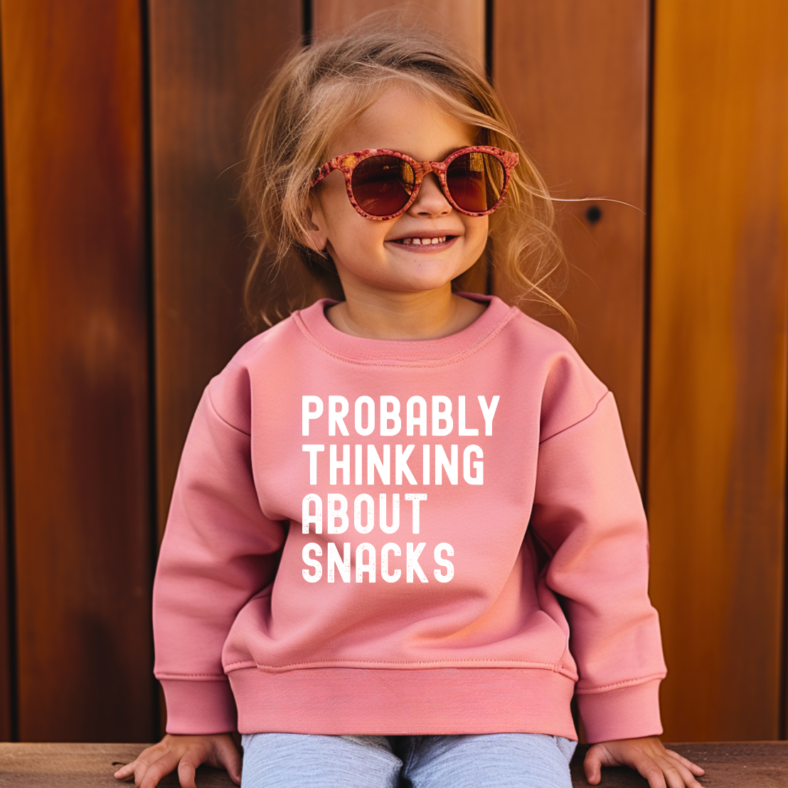 Probably Thinking About Snacks Toddler Crewneck Sweatshirt