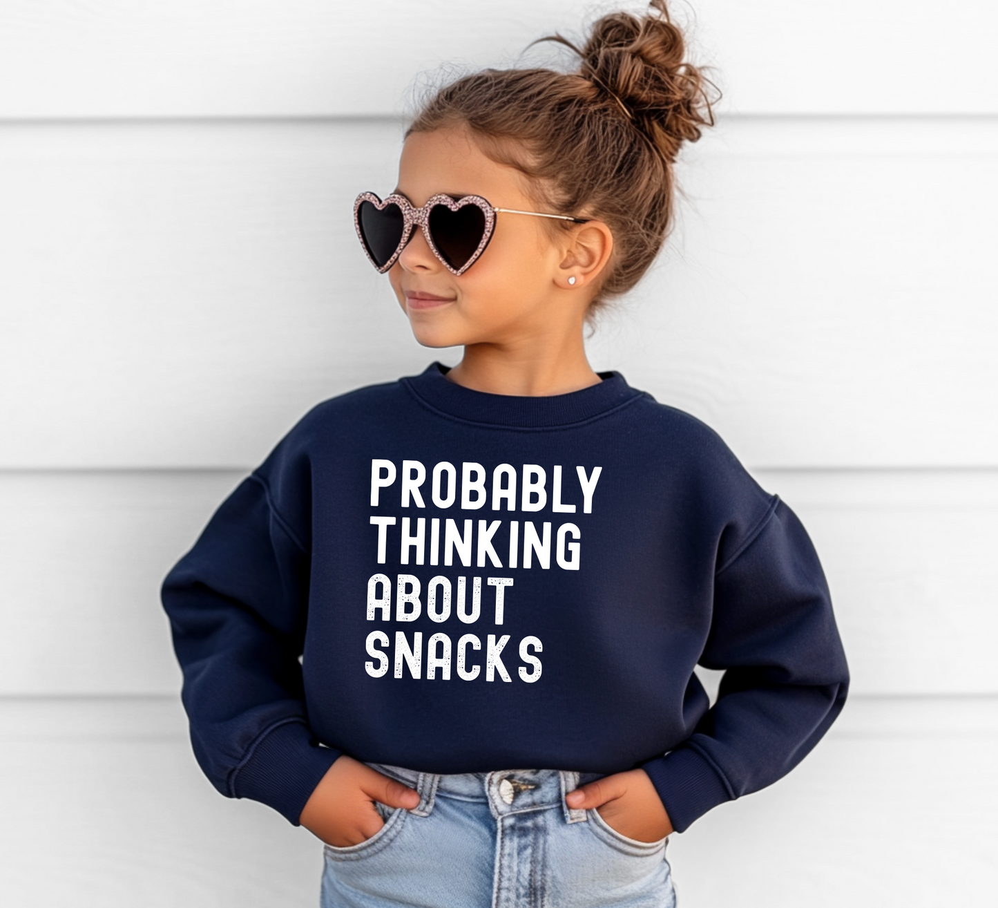 Probably Thinking About Snacks Toddler Crewneck Sweatshirt