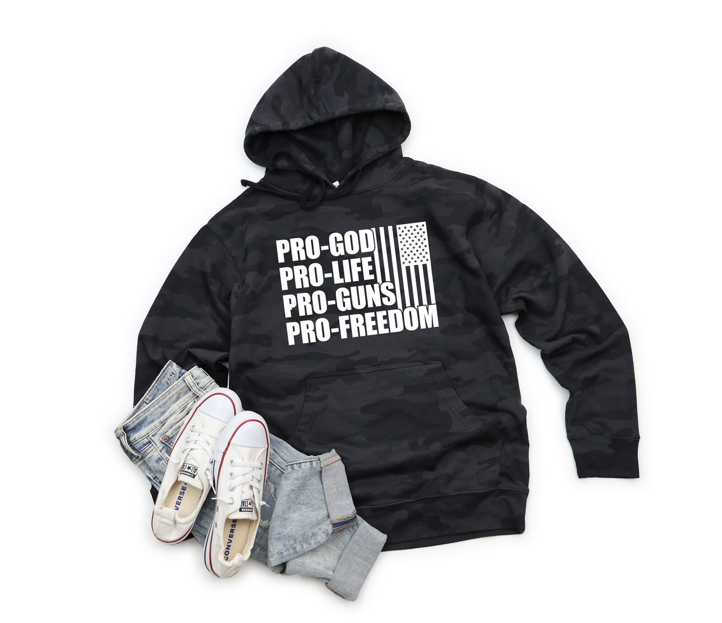 Pro-God, Pro-Life, Pro-Guns, Pro-Freedom Hoodie Sweatshirt