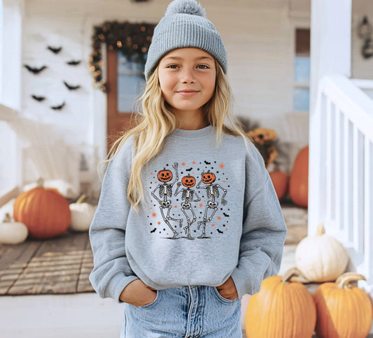 Pumpkin Skelly Youth Crewneck Sweatshirt