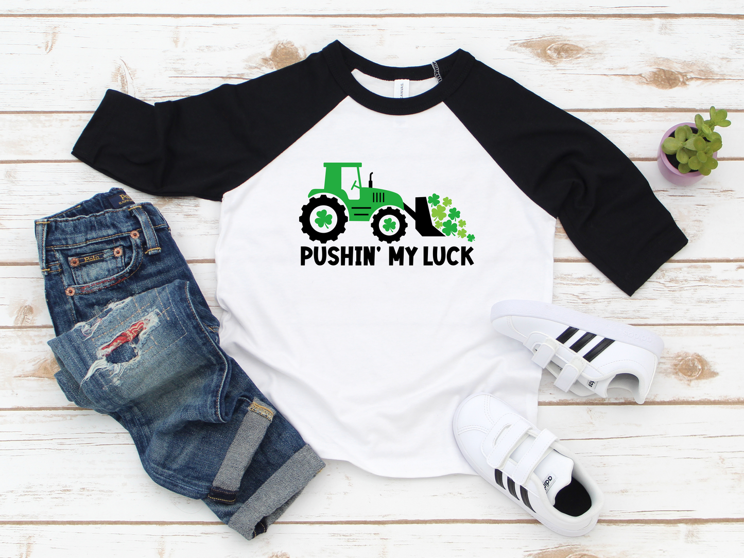 Pushin' My Luck Toddler Three-Quarter Sleeve Tee