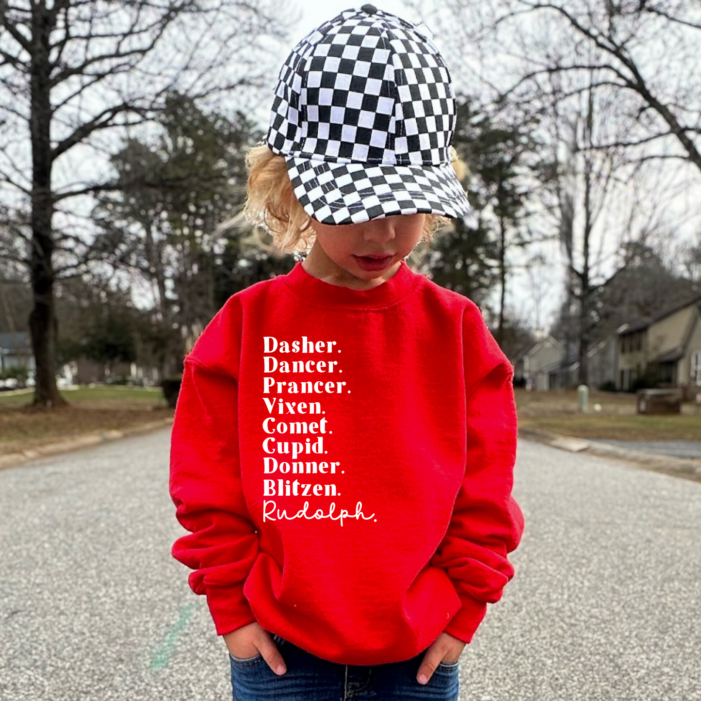 Reindeer Names Youth Crewneck Sweatshirt