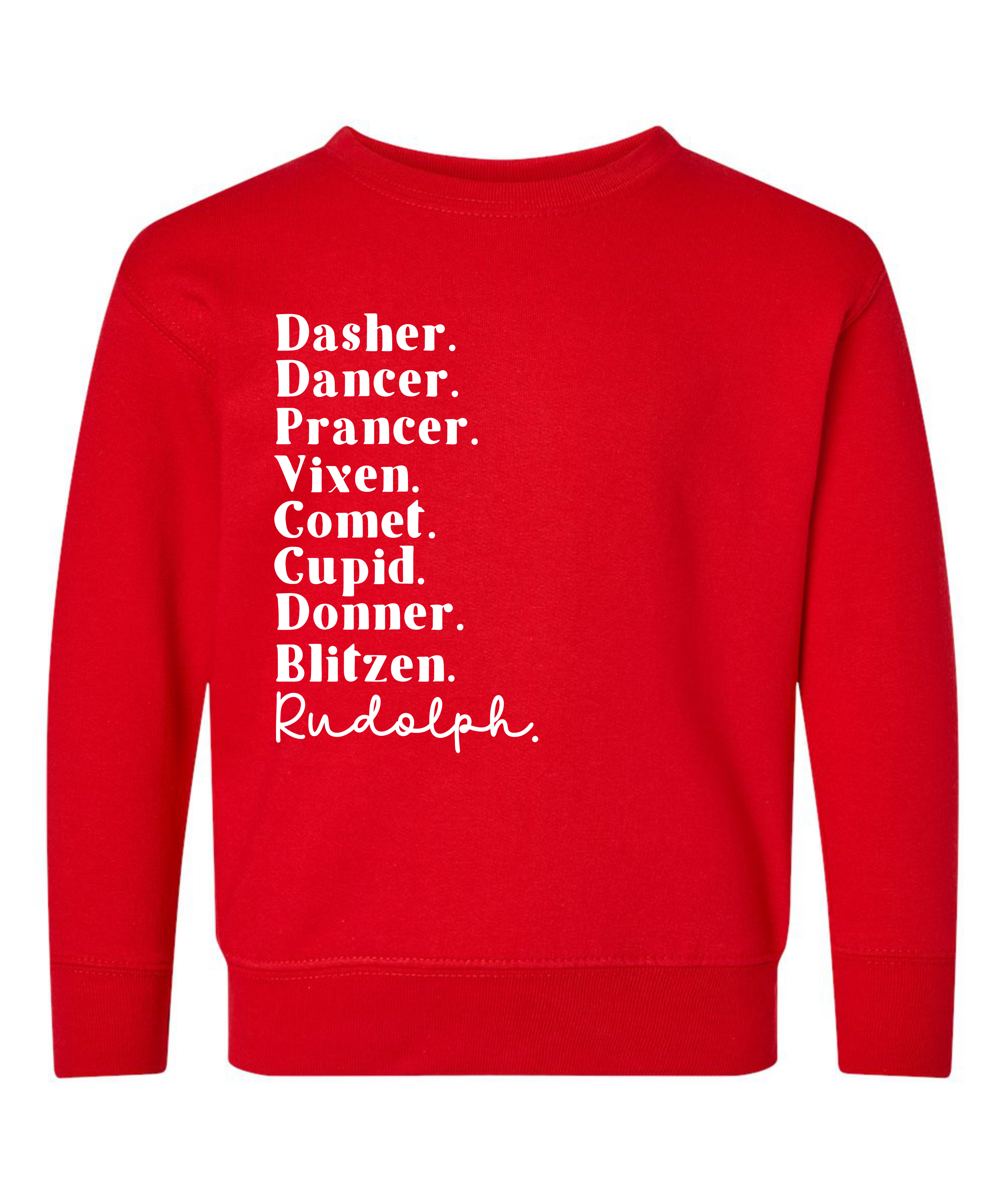 Reindeer Names Toddler Crewneck Sweatshirt