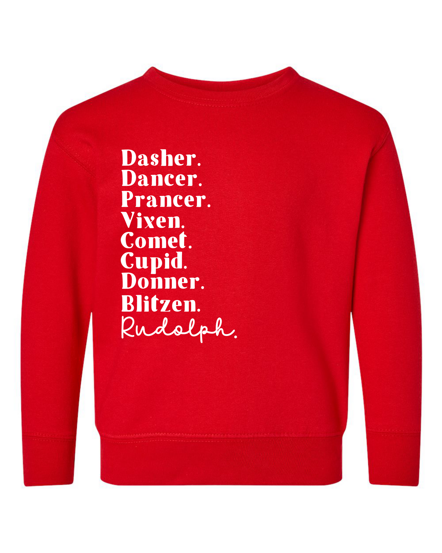 Reindeer Names Toddler Crewneck Sweatshirt