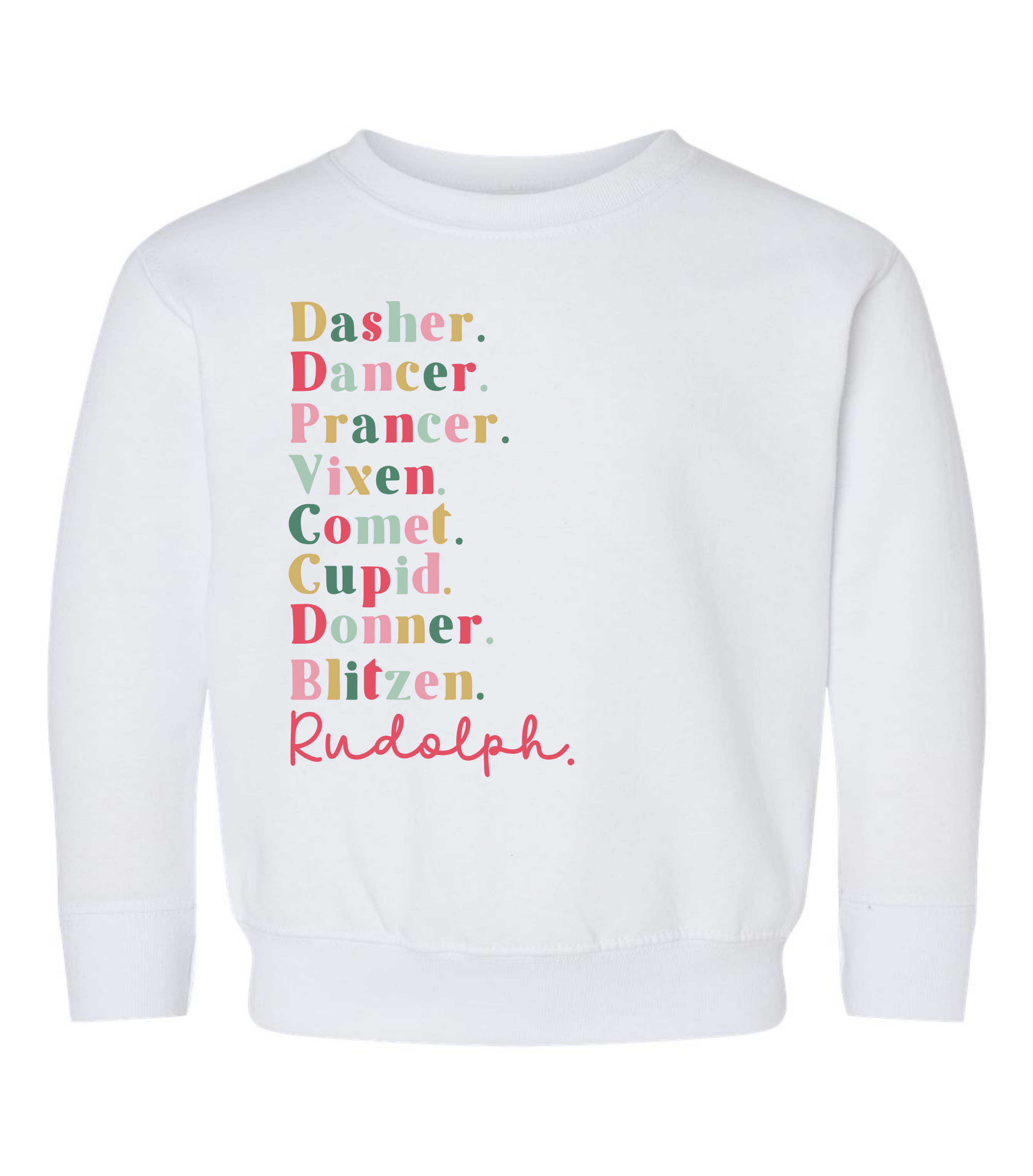 Reindeer Names Toddler Crewneck Sweatshirt
