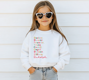 Reindeer Names Youth Crewneck Sweatshirt