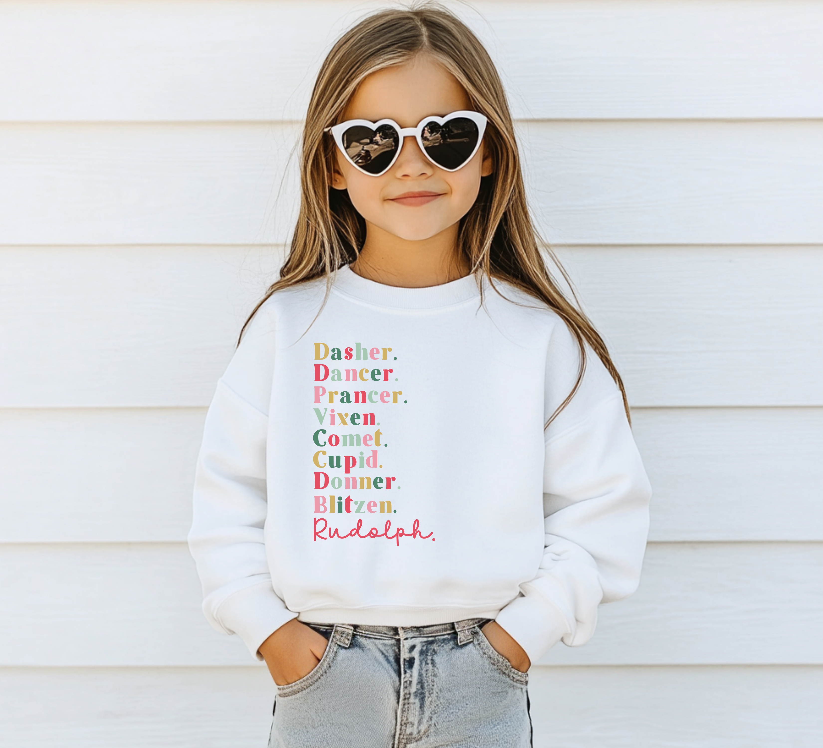 Reindeer Names Youth Crewneck Sweatshirt