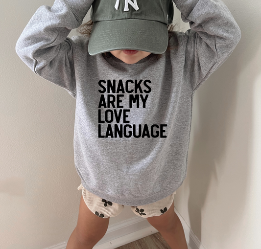 Snacks Are My Love Language Toddler Crewneck Sweatshirt