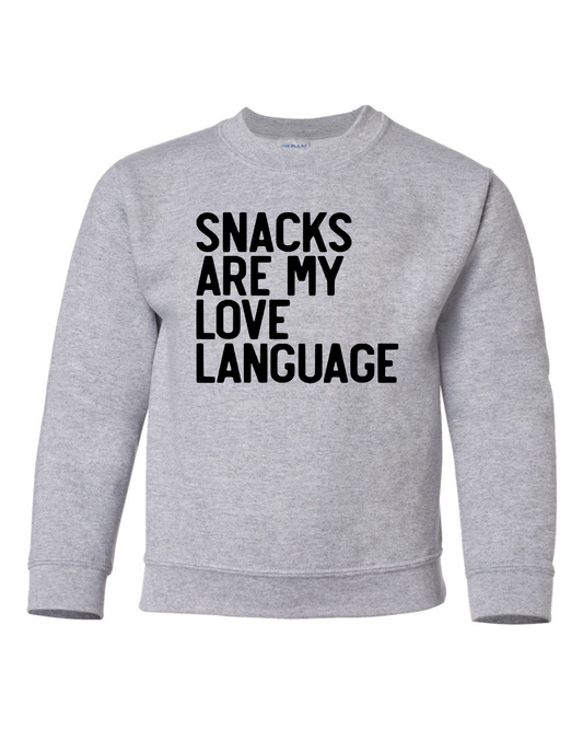 Snacks Are My Love Language Youth Crewneck Sweatshirt