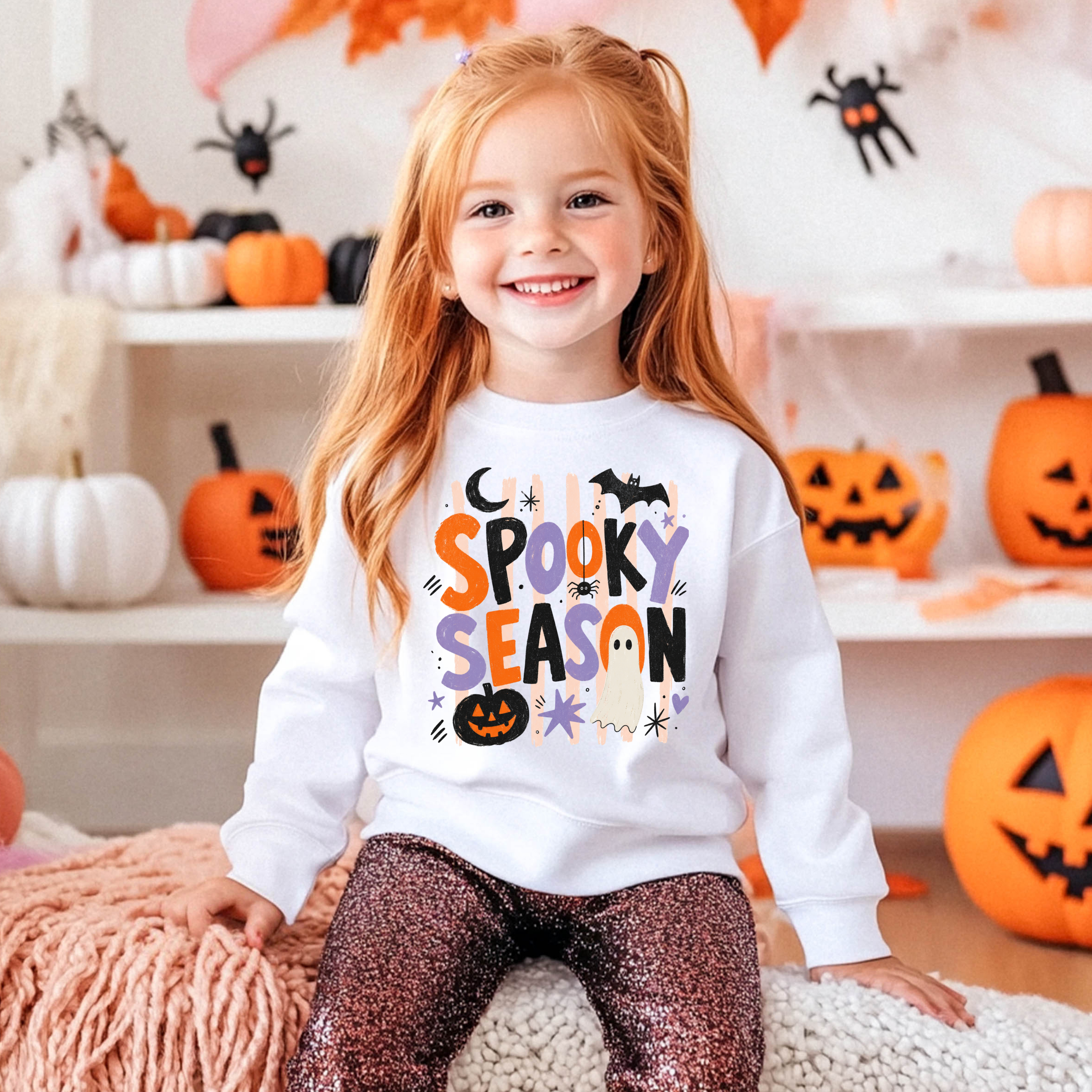 Spooky Season Girly Toddler Crewneck Sweatshirt