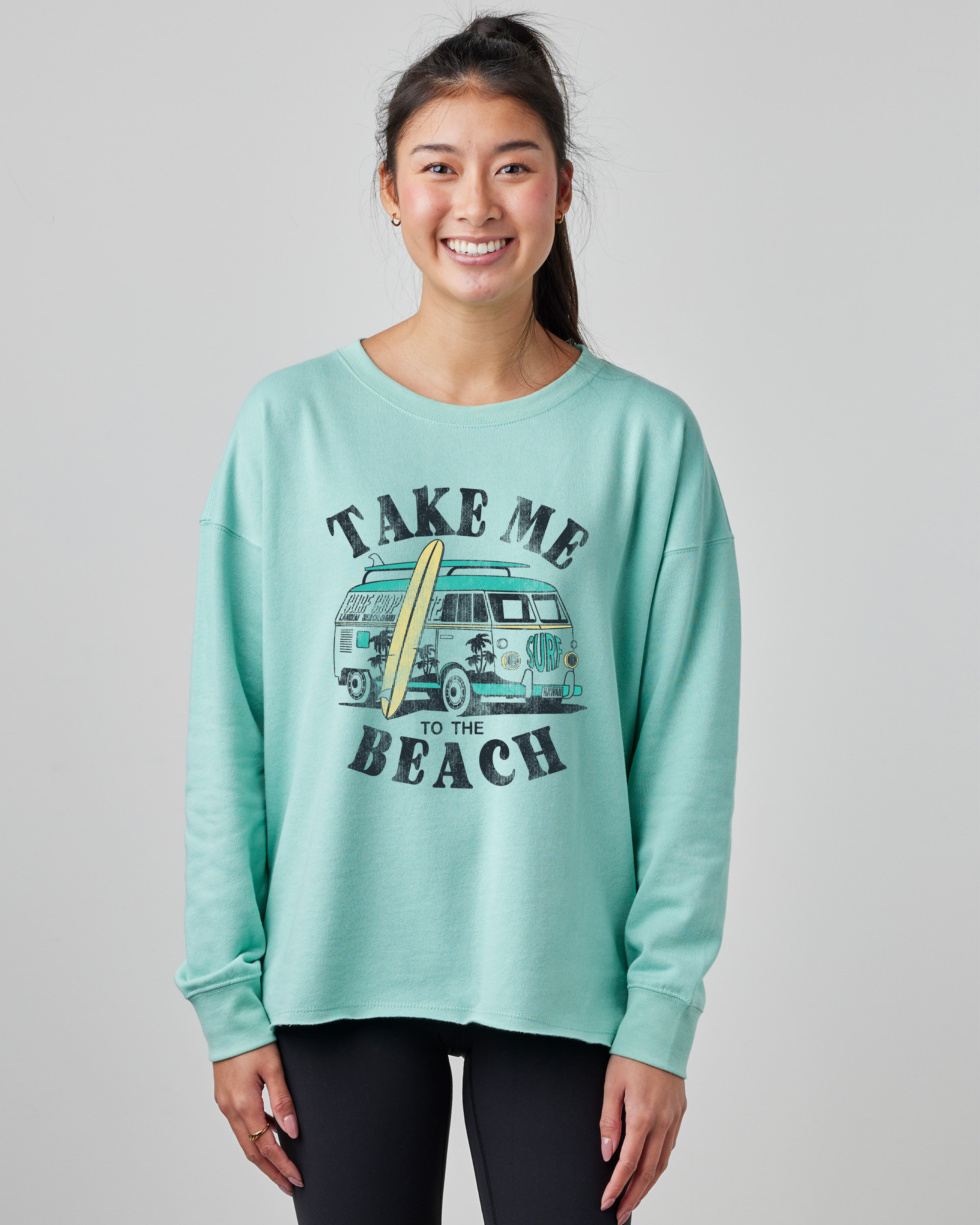Take Me To The Beach Ladies Beach Fleece Crewneck Sweatshirt